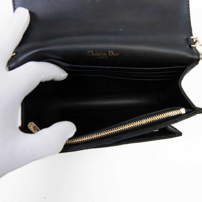 Christian Dior Black Lambskin Cannage Miss Dior Chain Pouch