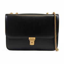 Saint Laurent Black Box Calfskin Tuc Chain Shoulder Bag