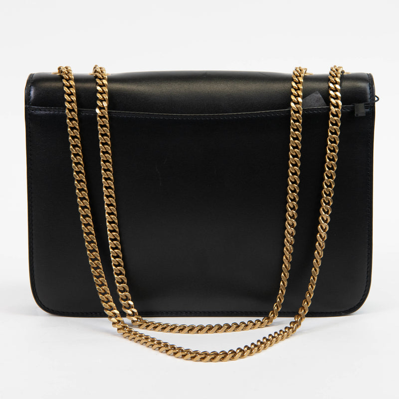 Saint Laurent Black Box Calfskin Tuc Chain Shoulder Bag