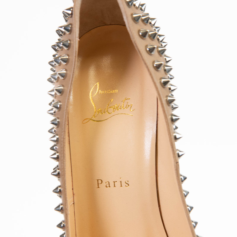 Christian Louboutin Beige Leather Fifi Spike Pumps 39.5