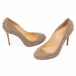 Christian Louboutin Beige Leather Fifi Spike Pumps 39.5