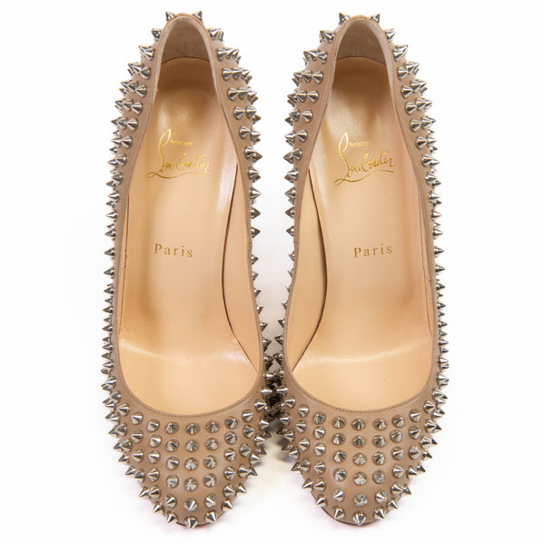 Christian Louboutin Beige Leather Fifi Spike Pumps 39.5