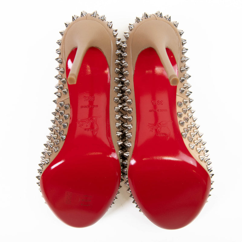 Christian Louboutin Beige Leather Fifi Spike Pumps 39.5