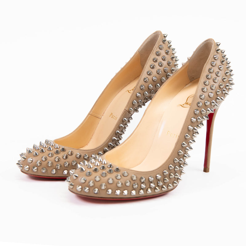 Christian Louboutin Beige Leather Fifi Spike Pumps 39.5