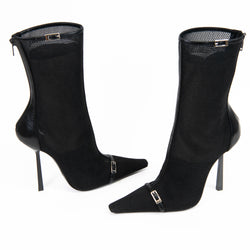 Saint Laurent Black Mesh Elba Boots Size 37