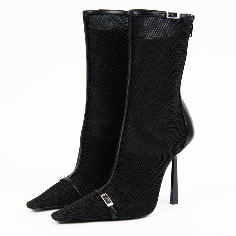 Saint Laurent Black Mesh Elba Boots Size 37