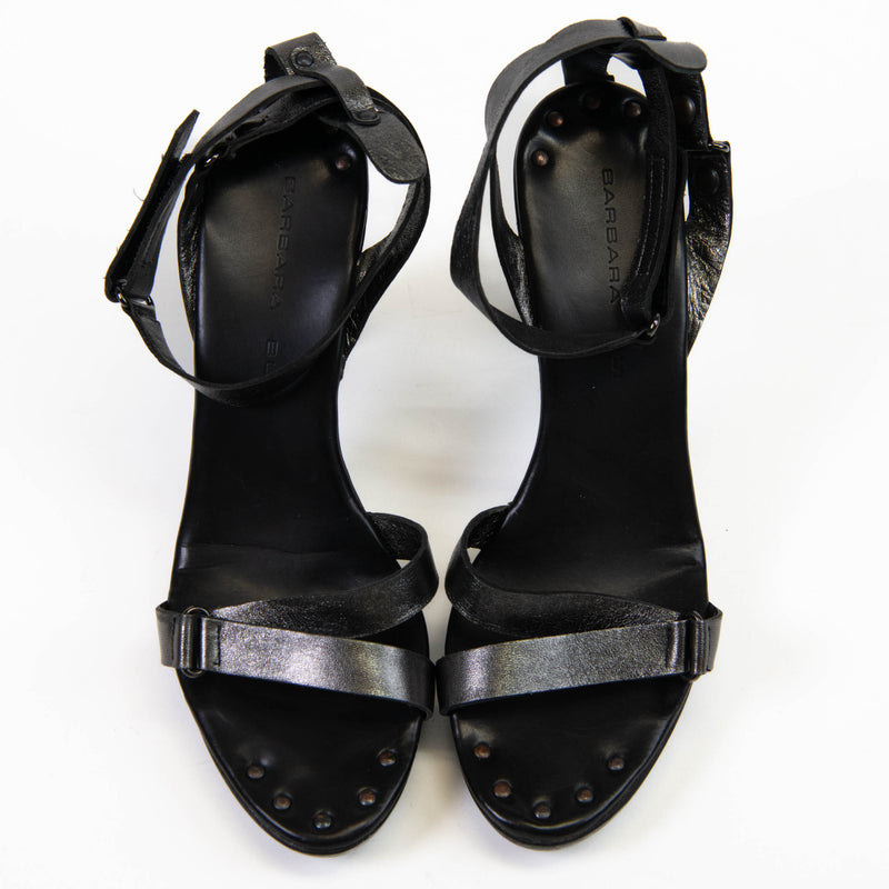 Barbara Bui Black Leather Studded Ankle Sandals Size 39