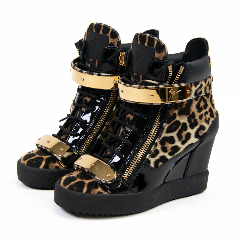 Giuseppe Zanotti Calf Hair Leopard Cheetah Print High Tops Size 37