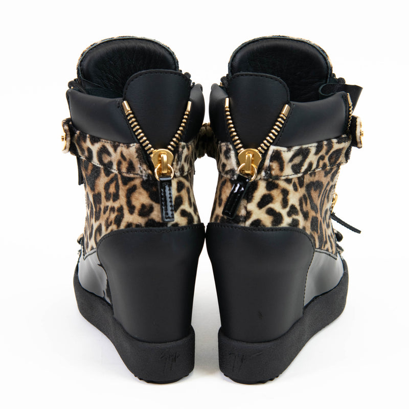 Giuseppe Zanotti Calf Hair Leopard Cheetah Print High Tops Size 37