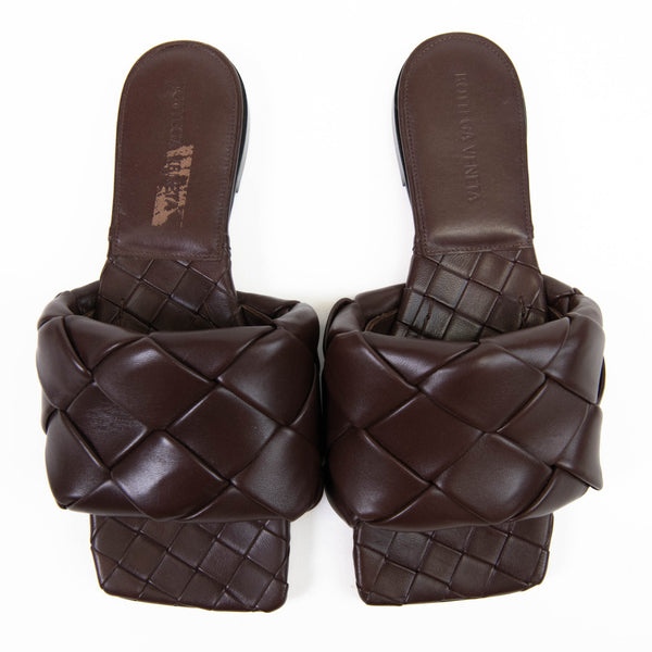 Bottega Veneta Brown Intrecciato Weave Leather Slides Size 36