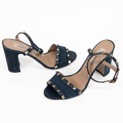 Valentino Blue Suede Studded Accents Sandals Size 37