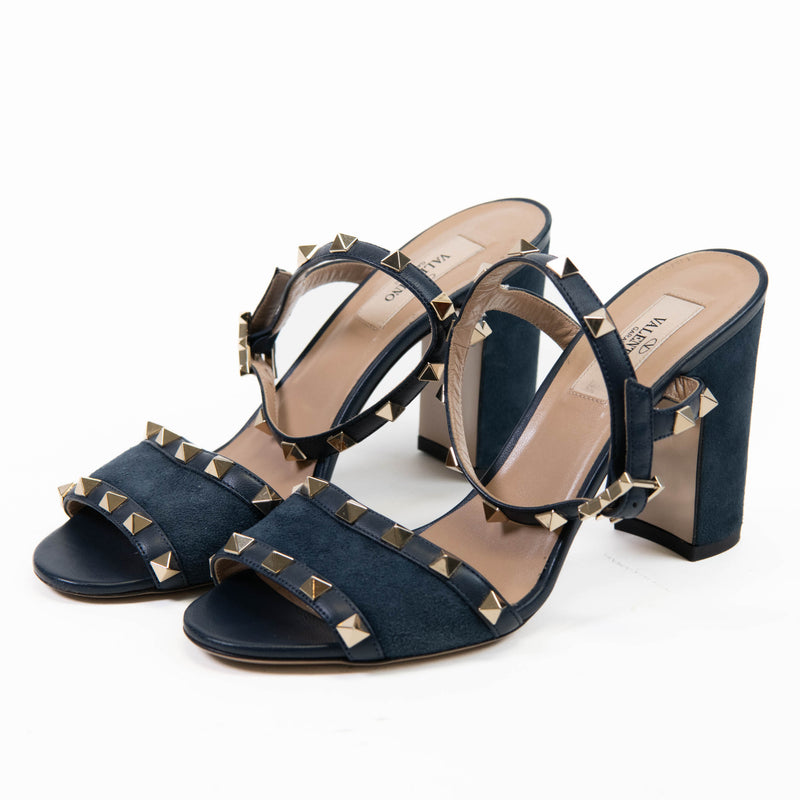 Valentino Blue Suede Studded Accents Sandals Size 37