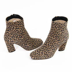 Jimmy Choo Mirren Calf Hair Leopard Print Fur Side Zip Fur Ankle Boot 37