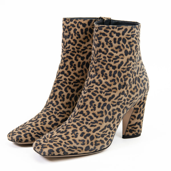 Jimmy Choo Mirren Calf Hair Leopard Print Fur Side Zip Fur Ankle Boot 37