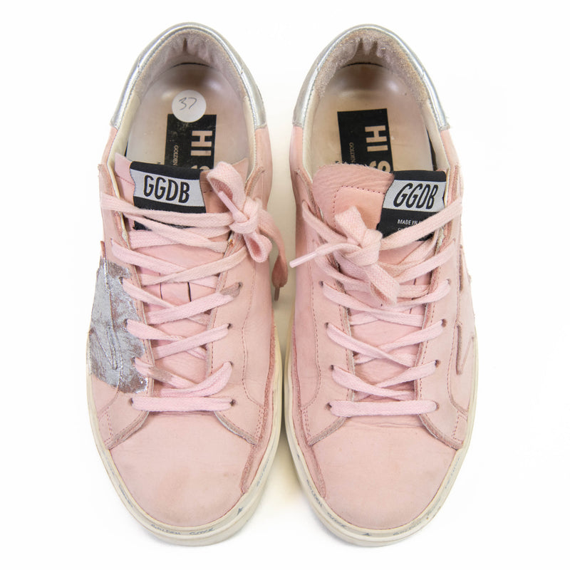 Golden Goose Pink Suede Leather Hi Star Sneakers Size 37