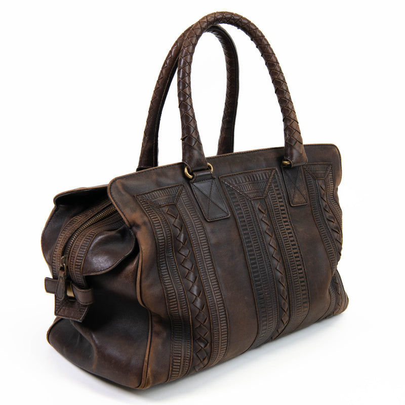 Bottega Veneta Brown Leather Travel Bag