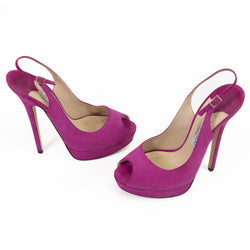 Jimmy Choo Purple Suede Peep Toe Slingback Pumps Size 40