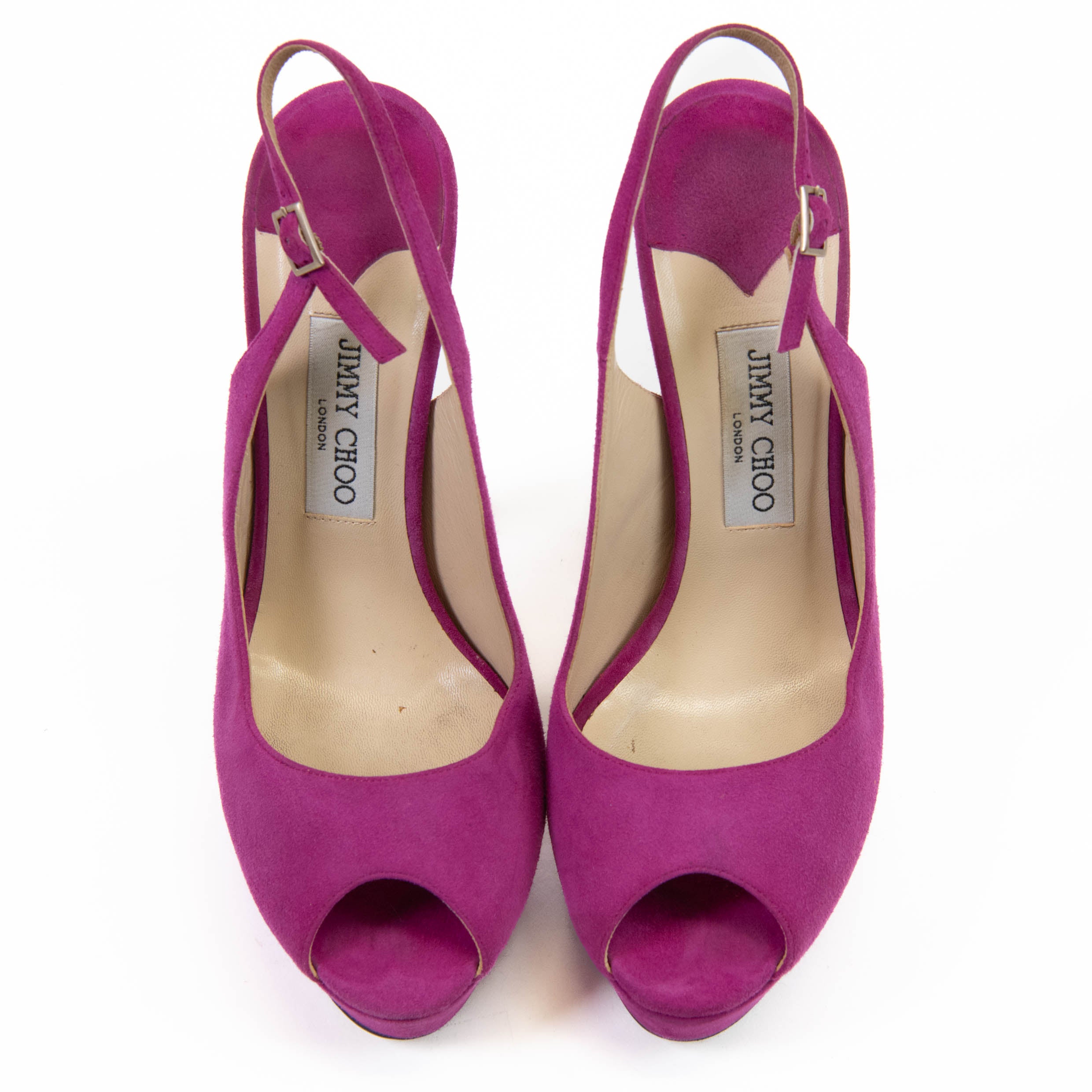 Jimmy Choo Purple Suede Peep Toe Slingback Pumps Size 40