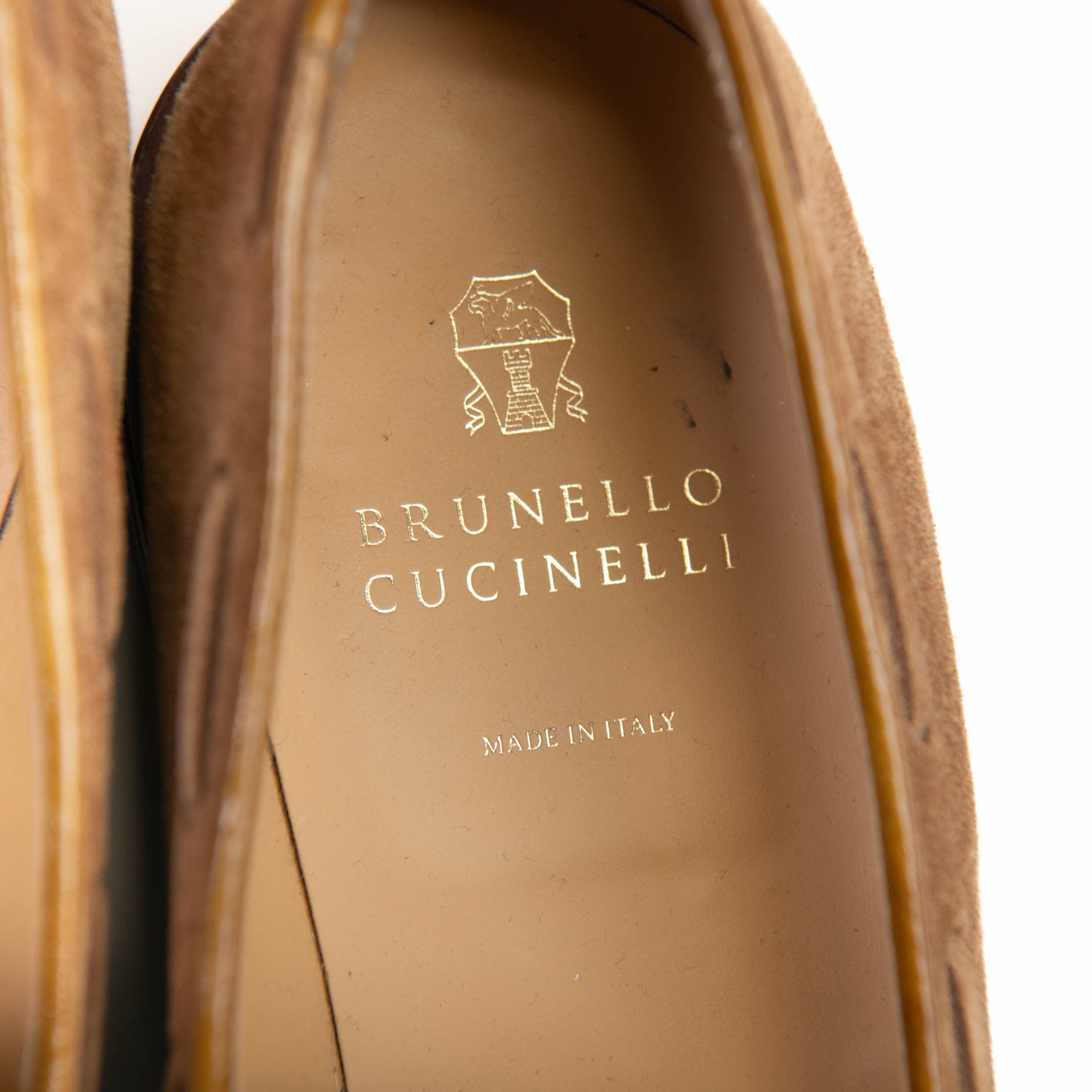 Men's Brunello Cucinelli Tan Suede loafers with tassels Size