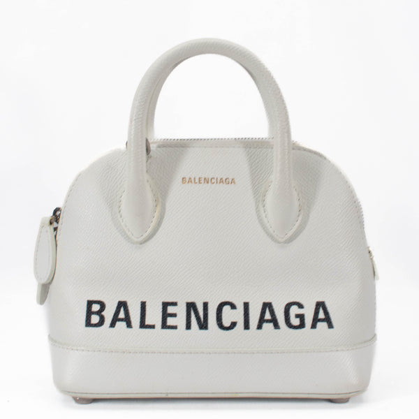 Balenciaga Womens Ville Top Handle Bag White Leather XXS – Luxe