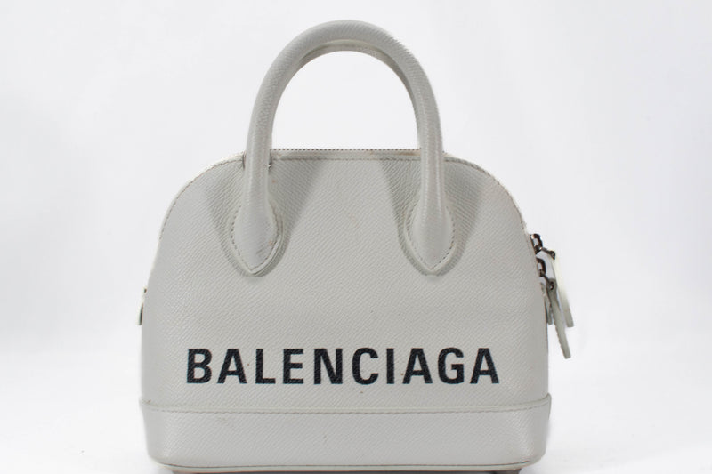 Balenciaga Ville XXS Black White Logo Grained Tote Bag