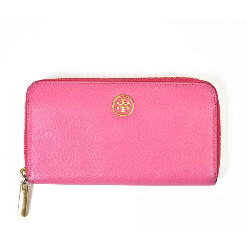 Tory Burch Pink Leather Zip Around Wallet