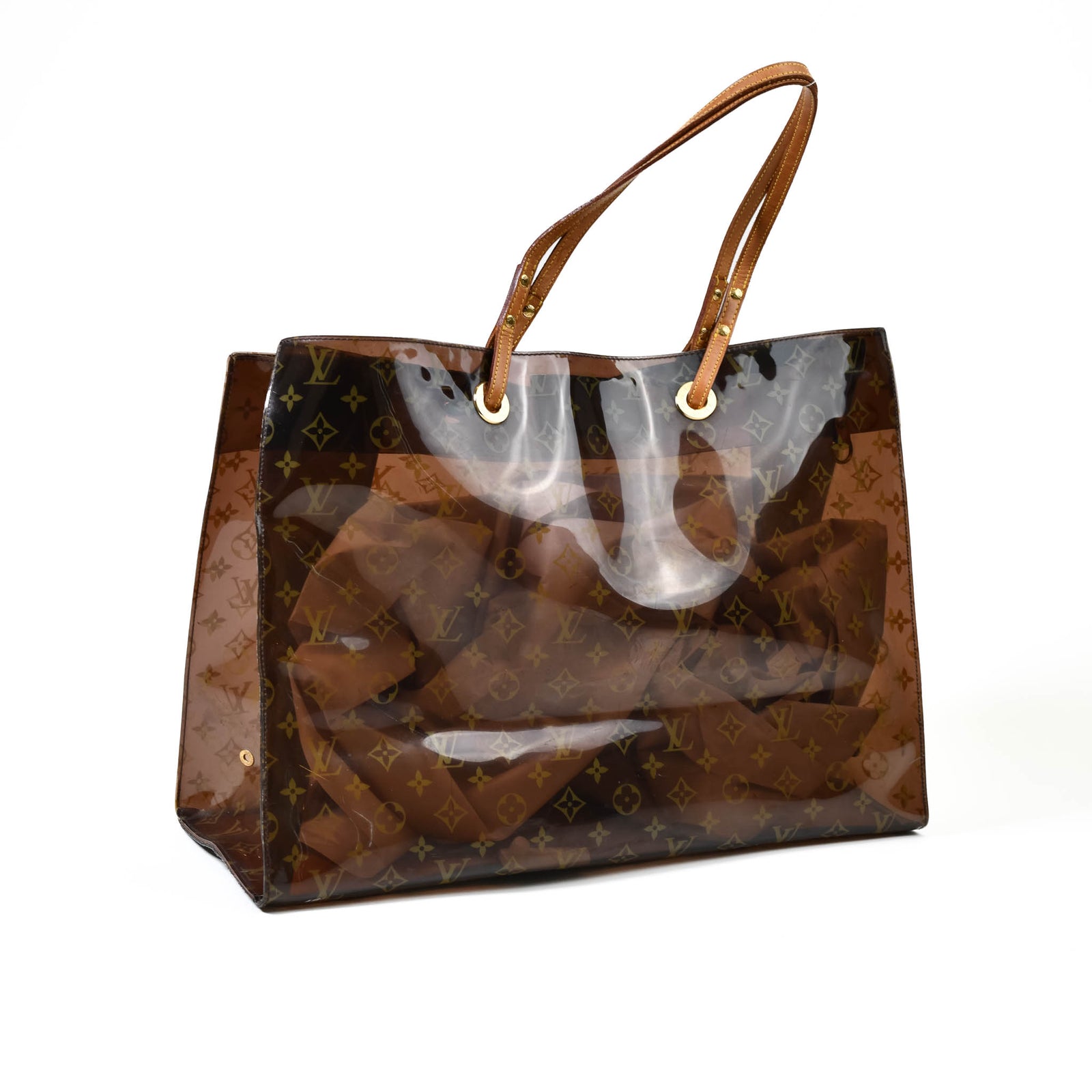 Louis Vuitton Brown Vinyl Monogram Ambre Sac Cabas GM On Que Style