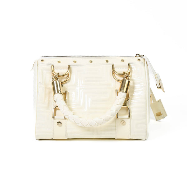 Gianni Versace Couture White Patent Leather Top Handle Bag