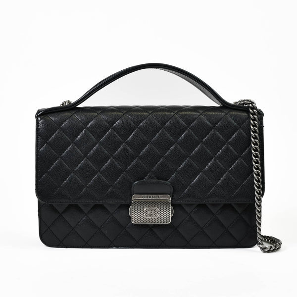Chanel Black Caviar Quilted Leather CC University Flap Bag