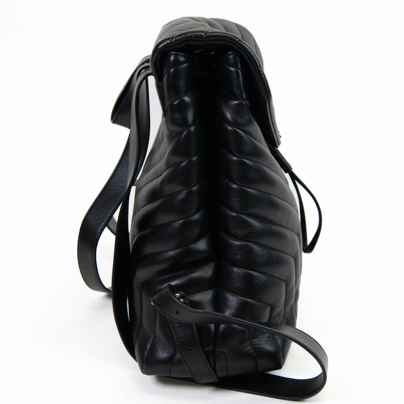 Saint Laurent Black Calfskin Y Quilted Monogram Medium Loulou Backpack