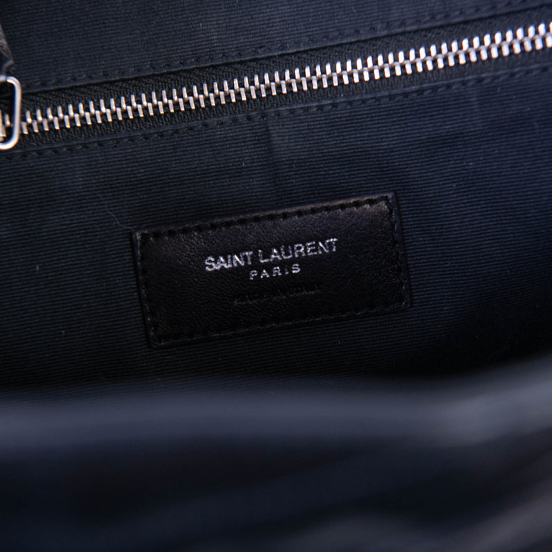 Saint Laurent Black Calfskin Y Quilted Monogram Medium Loulou Backpack