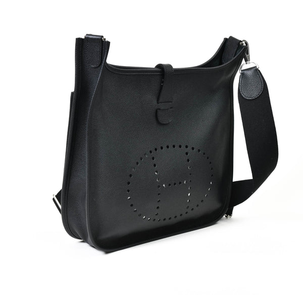 Hermes Black Epsom Leather Evelyne PM Crossbody Bag
