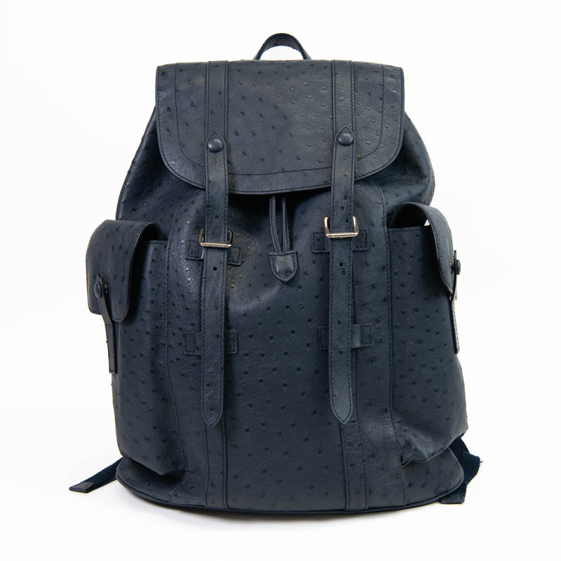 Men's Blue Ostrich Louis Vuitton Christopher Backpack