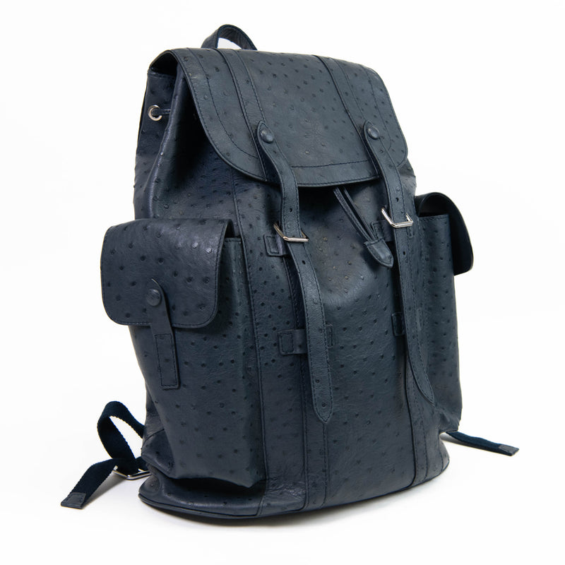 Men's Blue Ostrich Louis Vuitton Christopher Backpack