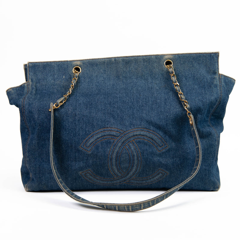 Vintage Chanel Blue Denim CC Shoulder Bag