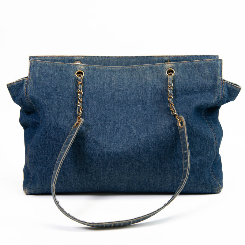 Vintage Chanel Blue Denim CC Shoulder Bag