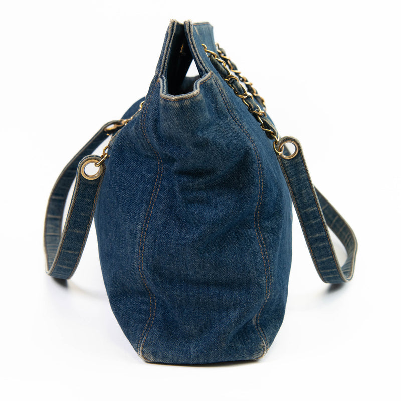 Vintage Chanel Blue Denim CC Shoulder Bag