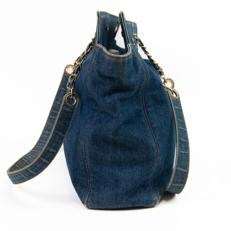 Vintage Chanel Blue Denim CC Shoulder Bag