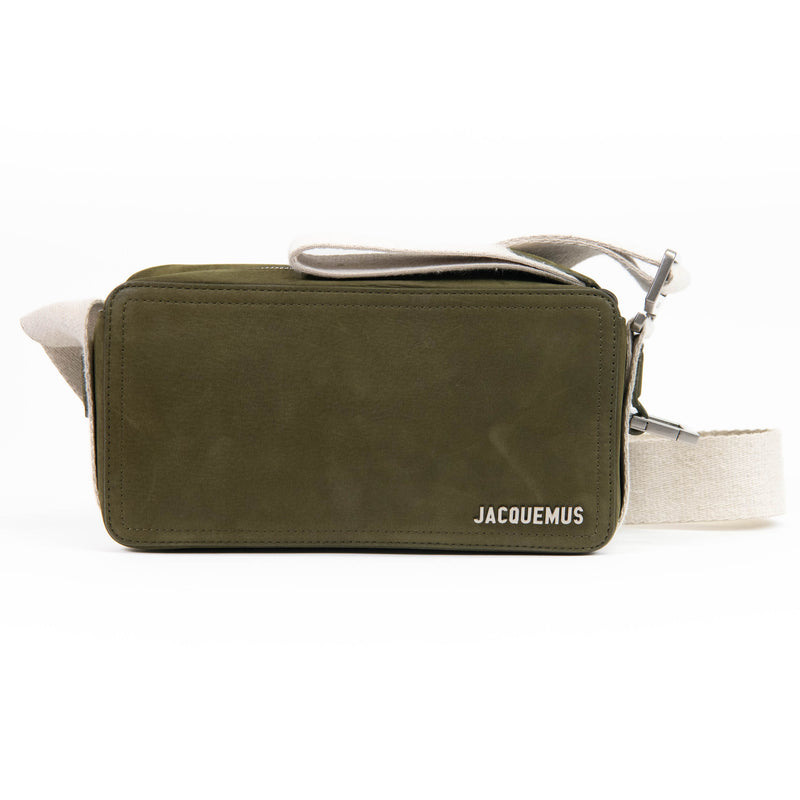 Jacquemus Le Cuerda Olive Green Leather Horizontal Utility Bag