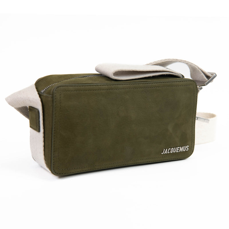 Jacquemus Le Cuerda Olive Green Leather Horizontal Utility Bag