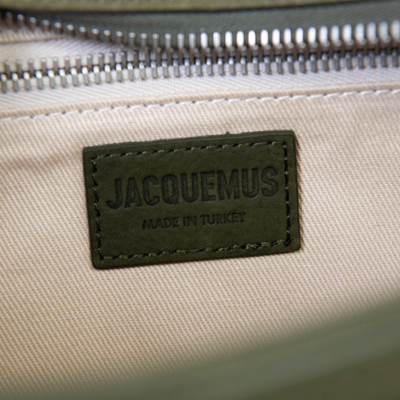 Jacquemus Le Cuerda Olive Green Leather Horizontal Utility Bag