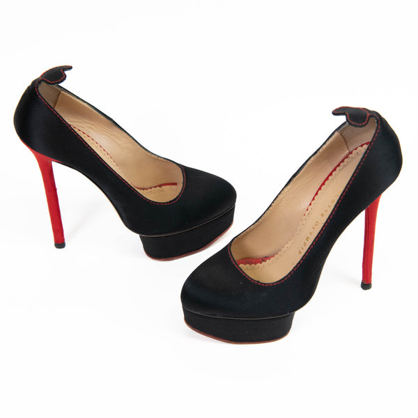 Charlotte Olympia Black Suede Josephine Platform Pumps Size 36.5