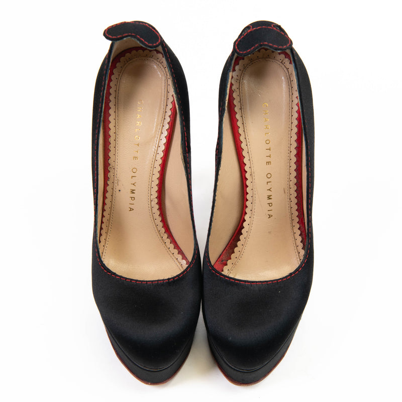 Charlotte Olympia Black Suede Josephine Platform Pumps Size 36.5