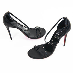 Christian Louboutin Black Kid Leather Riojana 100 Spiked Sandals Size 37