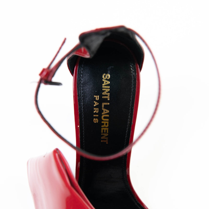 Saint Laurent Red Rouge Eros Patent Calfskin Freja 105 Bow Sandals 38