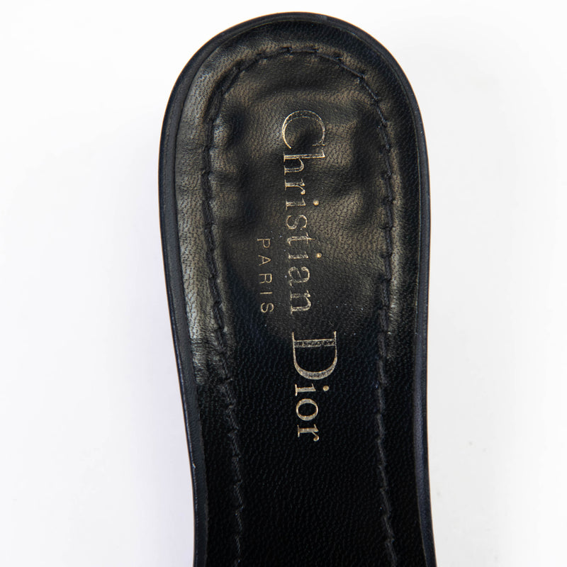 Christian Dior Black/White Embroidered Cotton DWay Slides Size 37