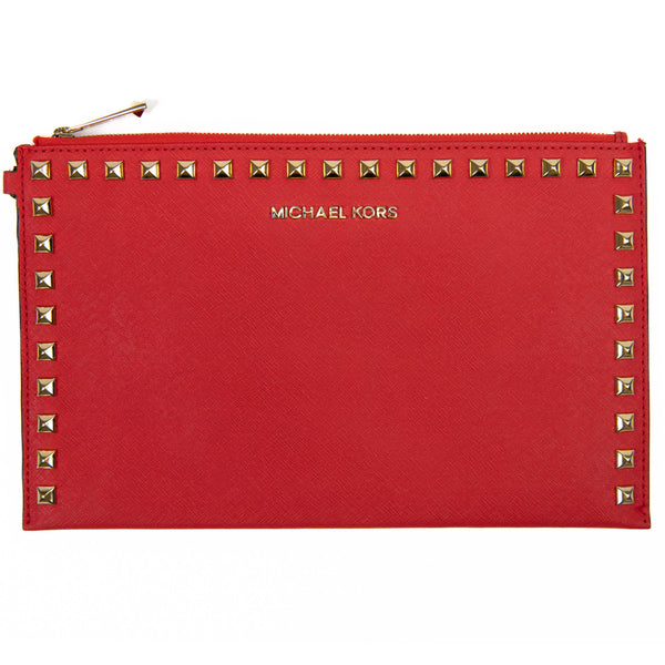 Michael Kors Orange Selma Saffiano Studded Leather Wristlet