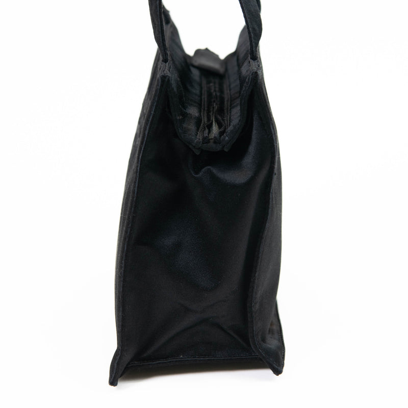 Prada Black Satin Logo Tote Bag