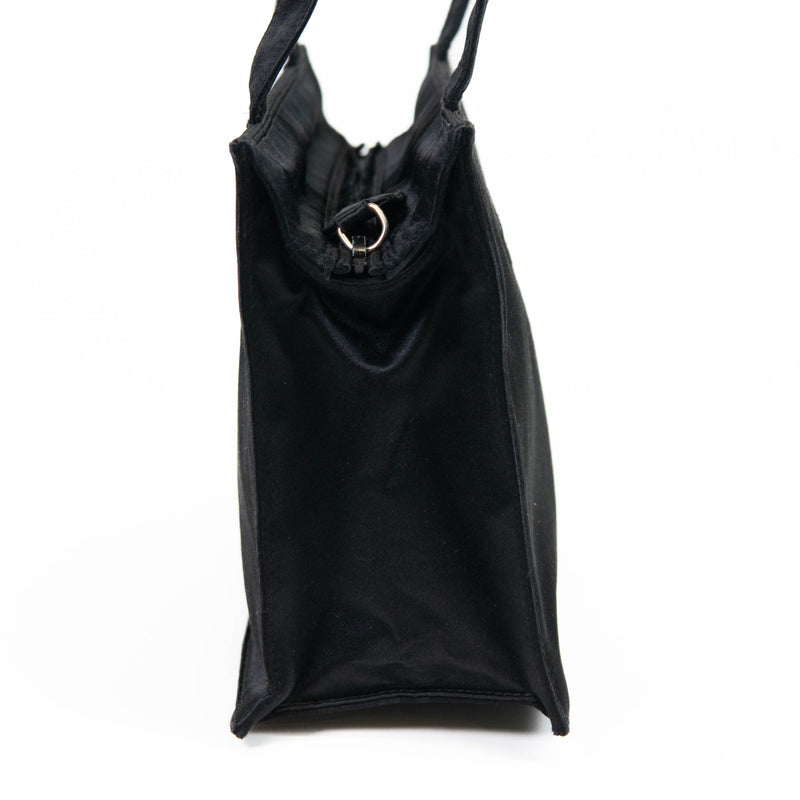 Prada Black Satin Logo Tote Bag