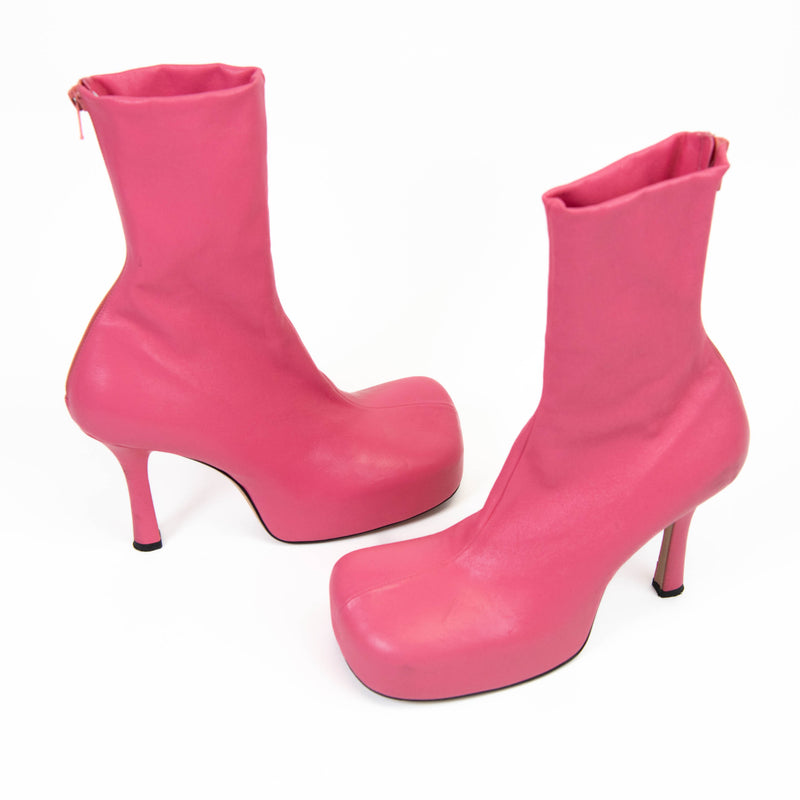 Bottega Veneta Pink Lambskin BV Bold Boots 38.5